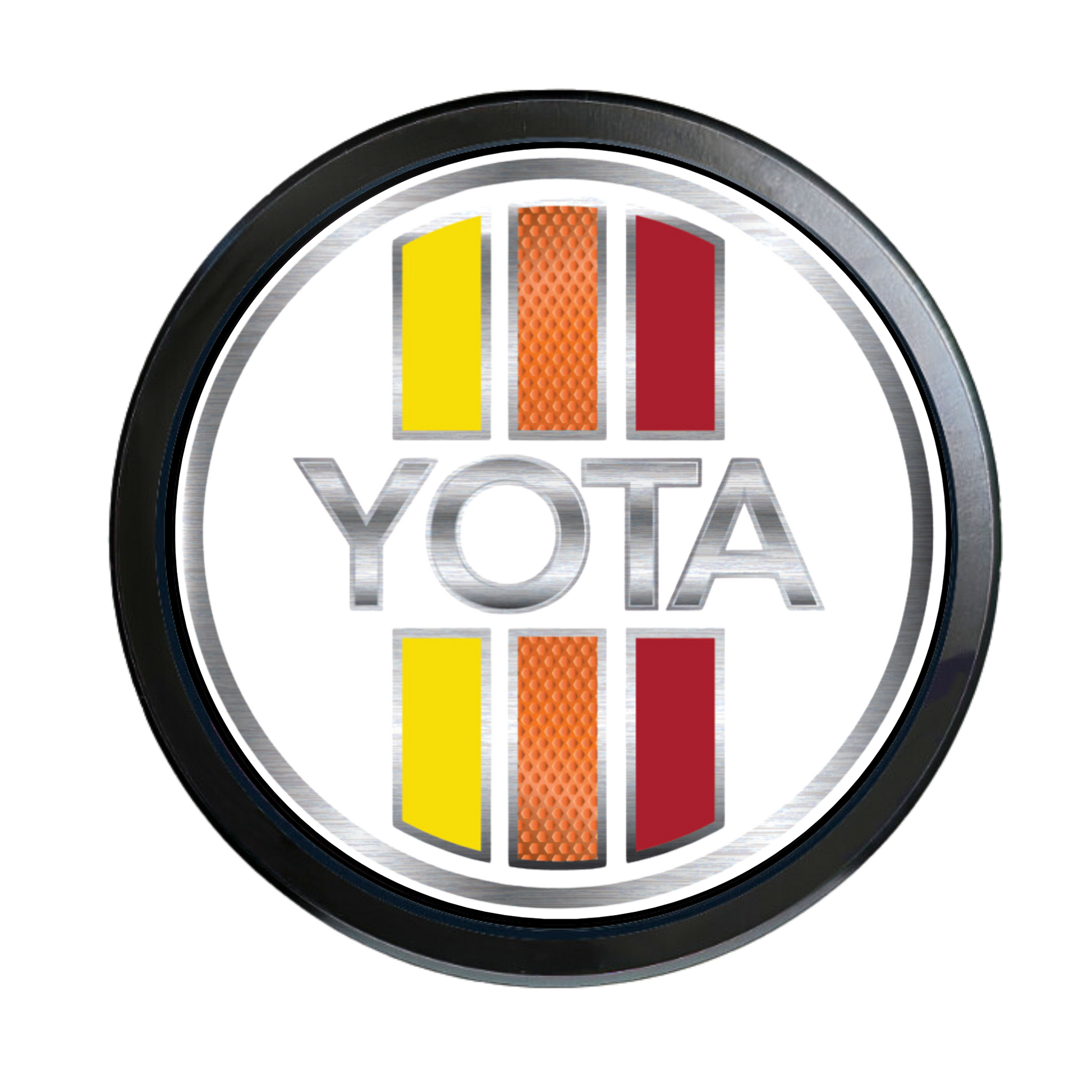 This is our 80's, 90's TEQ Katakana,Style Grille Badge, the original tri-color style emblem even BEFORE the plastic craze. We believe thegrillebadgestore.com makes some of the best grille badges on the market, but there are other good companies out there. We have plenty of respect and follow on instagram nice folks at Tacoma Lifestyle, 4Runner Lifestyle, Taco Vinyl, Yotafreaks, Uptopoverland