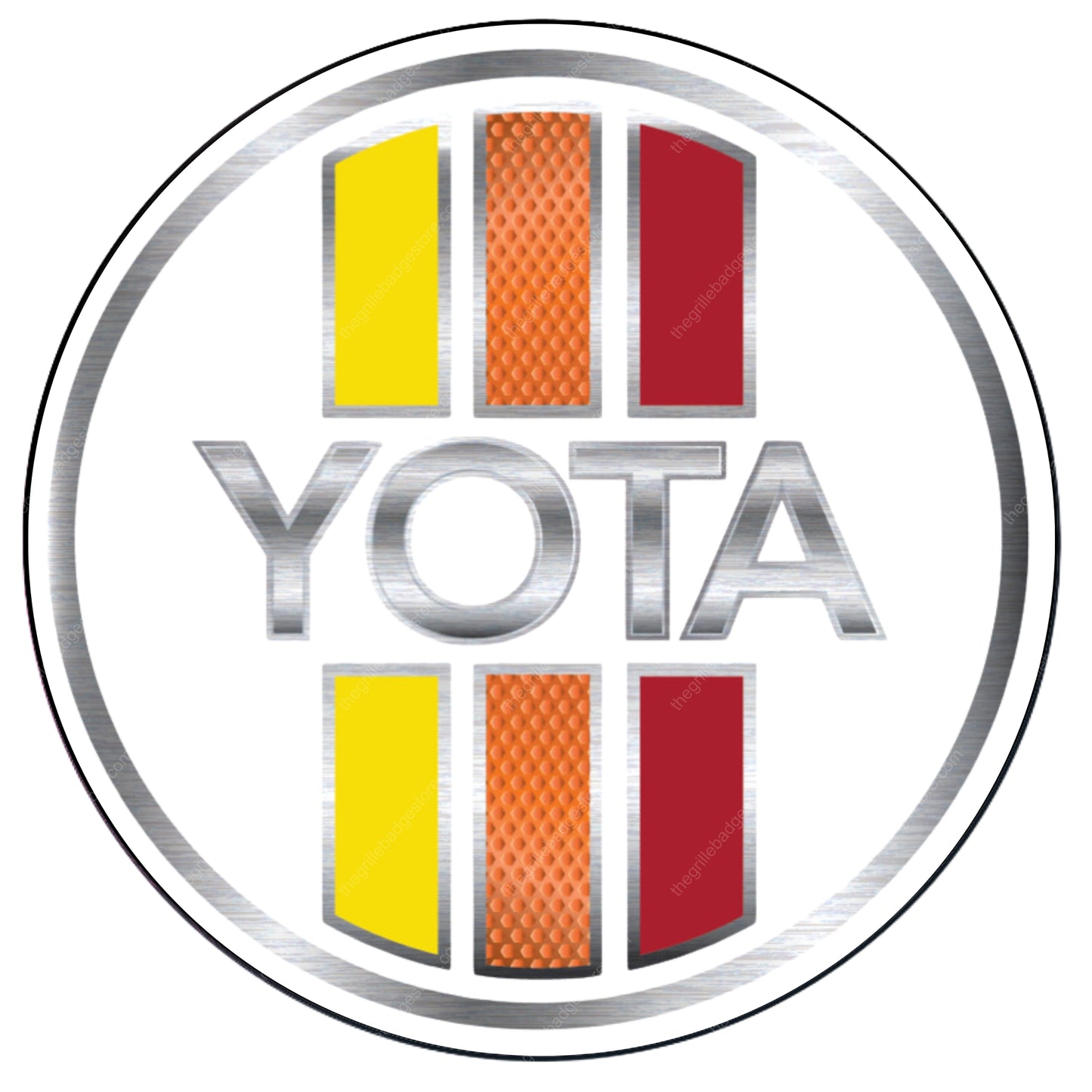 This is our 80's, 90's TEQ Katakana,Style Grille Badge, the original tri-color style emblem even BEFORE the plastic craze. We believe thegrillebadgestore.com makes some of the best grille badges on the market, but there are other good companies out there. We have plenty of respect and follow on instagram nice folks at Tacoma Lifestyle, 4Runner Lifestyle, Taco Vinyl, Yotafreaks, Uptopoverland