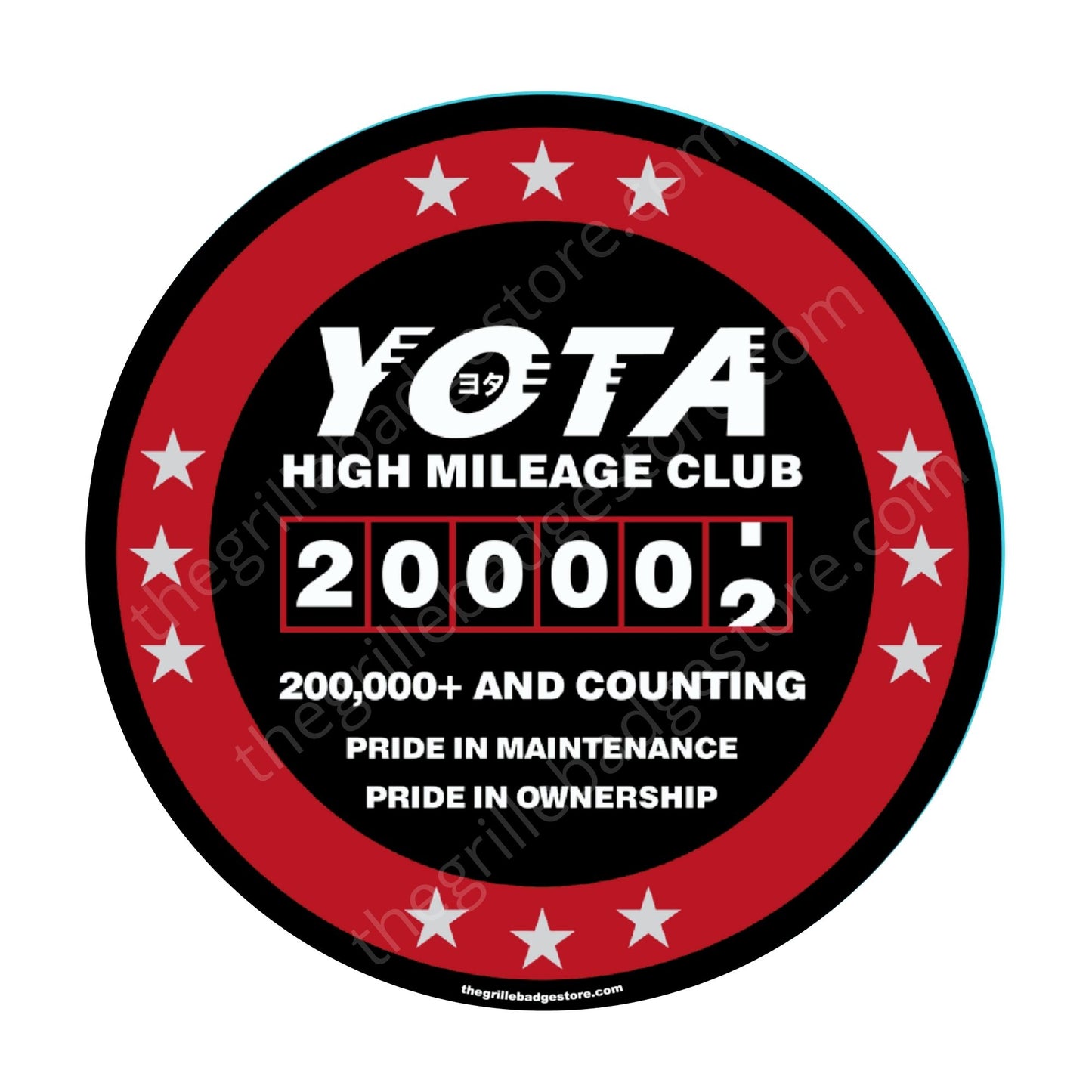 www.toyotahighmileageclub.com High quality, THICK and weather resistant for 3-5 years. High mileage club stickers, Sticker - Yota High Mileage Club, High Mile Club - do you own a high mileage Toyota one of the ORIGINAL (besides Volvo) www. thegrillebadgestore.com 200K 200,000 miles