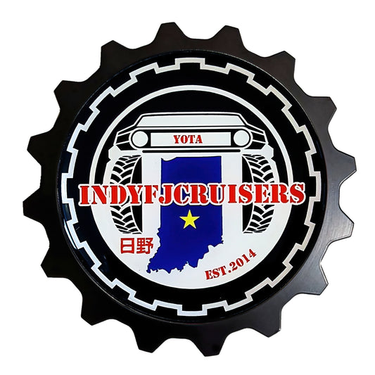 Aluminum Grille Badge Emblem IndyFJCruisers Blue