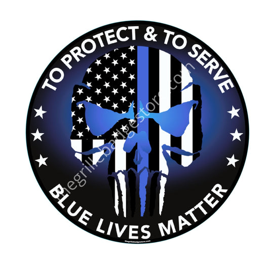 Back Blue Skull Sticker 3" Size