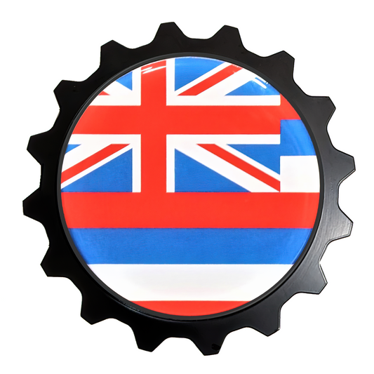 Hawaii State Flag Badge, this could be a club badge, off roading club, but the flag of the state looks great on Toyota, Jeep, Ram, Bronco and much more.