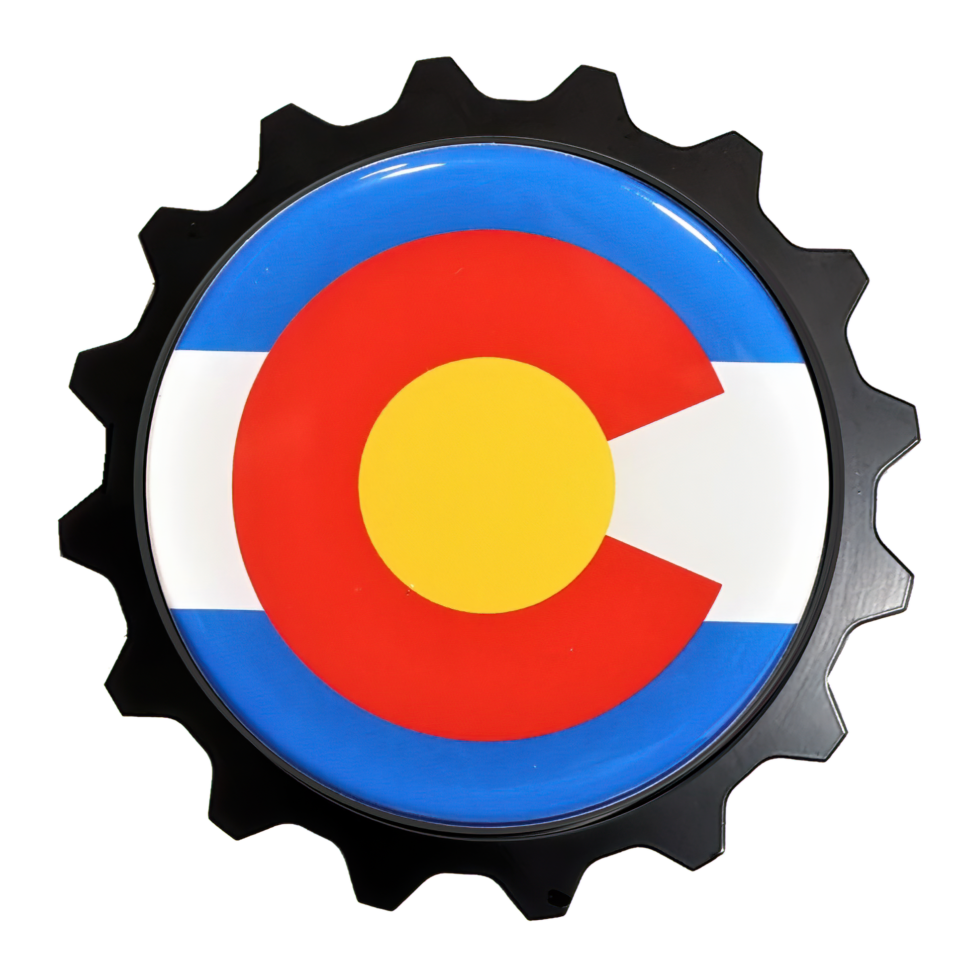 Colorado Flag Emblem Badge, often used by 4x4 or car clubs so the group has a similar identifier on the grille. These badge kits look great on Toyota, Jeep, Bronco, Ram & Nissan trucks