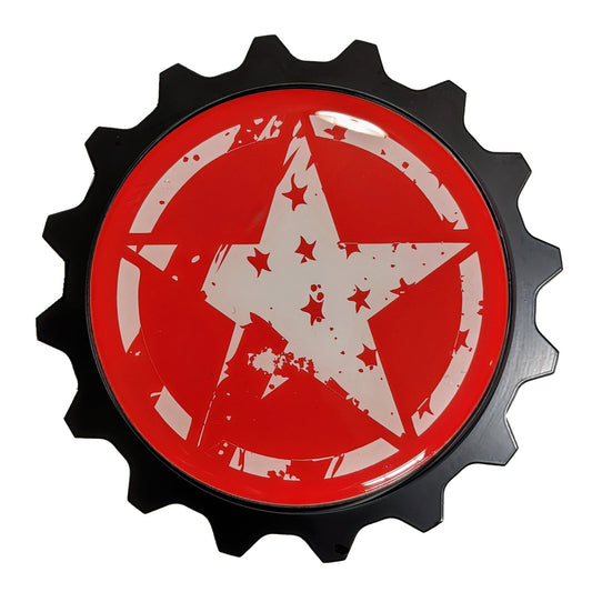 Aluminum Grille Badge Emblem Red Jeep Wrangler Gladiator Star Rated