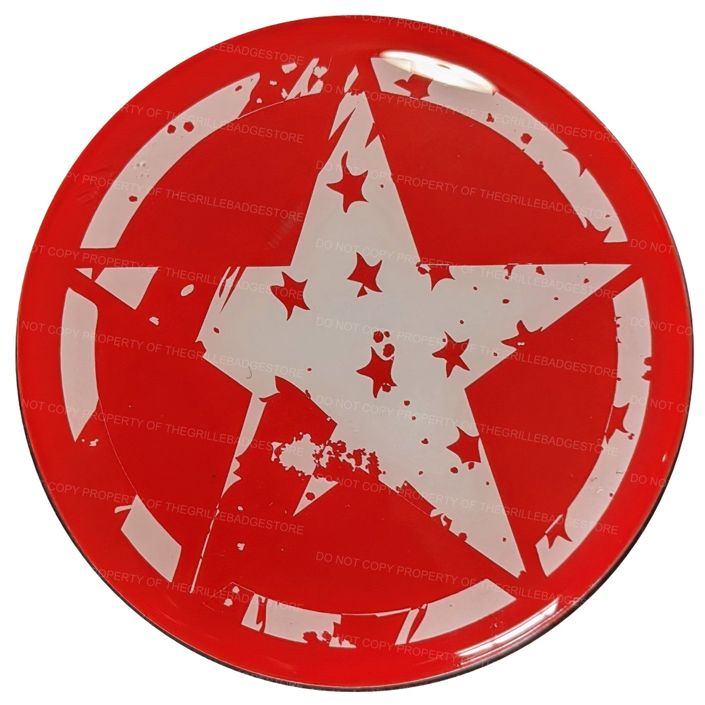 Aluminum Grille Badge Emblem Red Jeep Wrangler Gladiator Star Rated