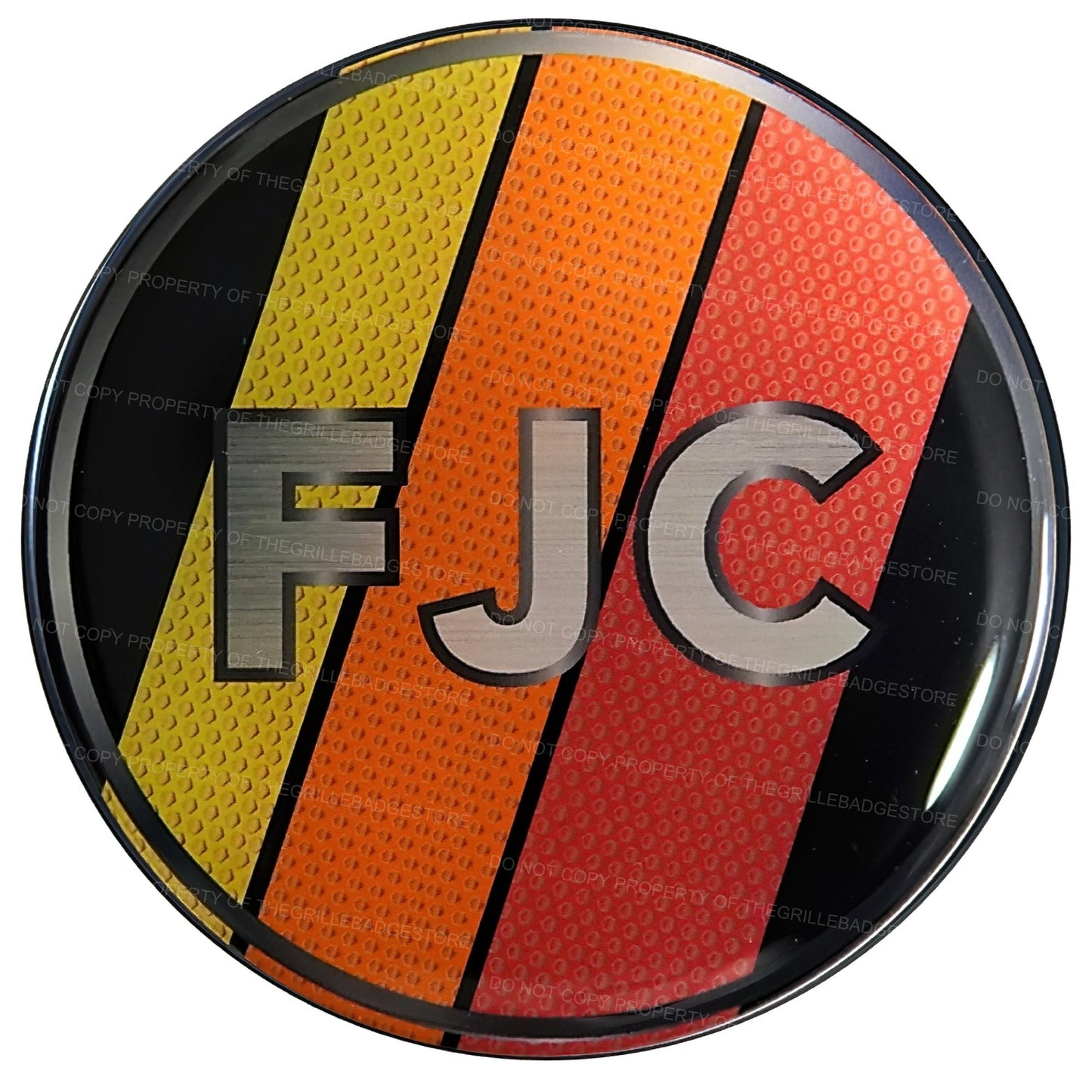Grille Badge Emblem For Toyota FJ Cruiser Aluminum Tri-Color Black Stripes 90's Style