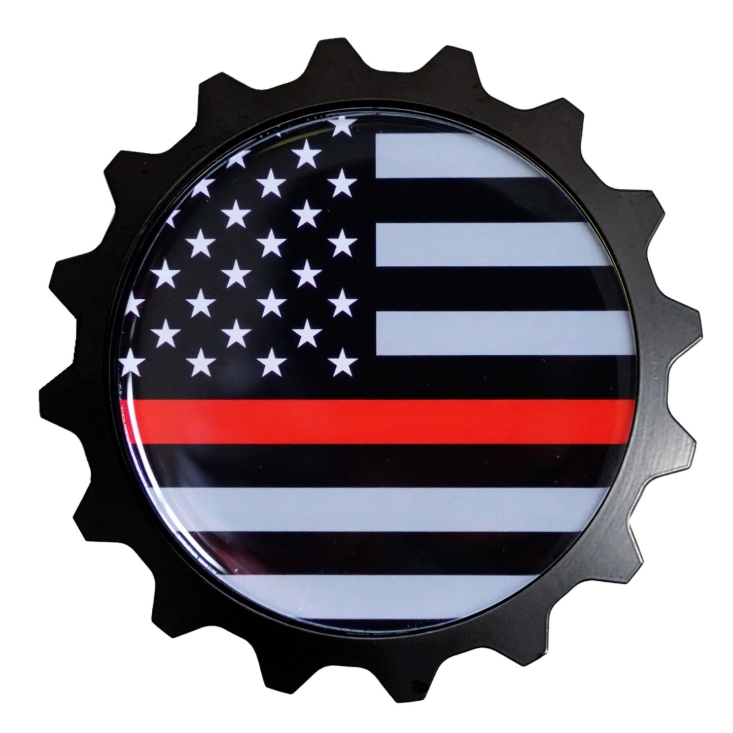 Aluminum Grille Badge Emblem Thin Red Line Flag