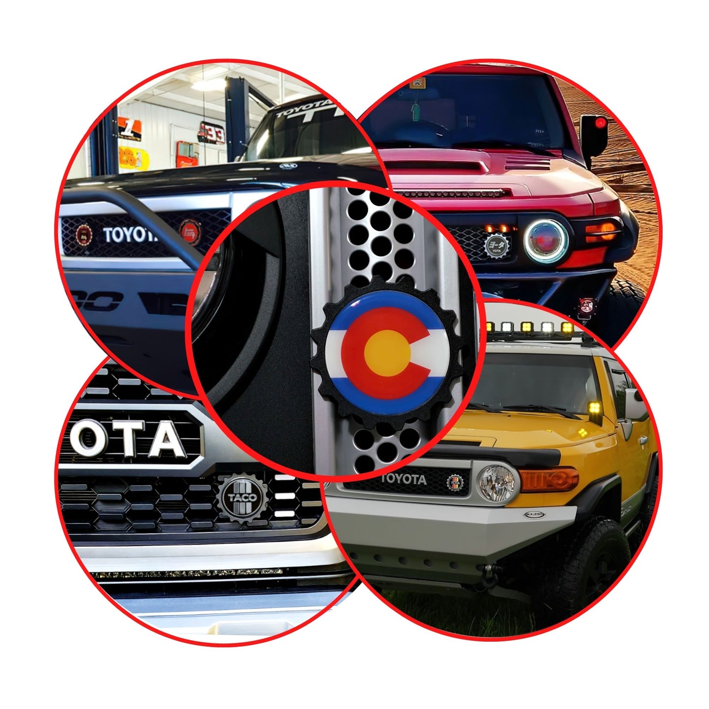 Grille Badge Emblem Fits Tacoma Black Tri-Color Stripe 90's Style